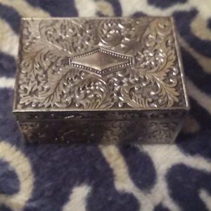 Metal With Silver 2x3" Vintage trinket box